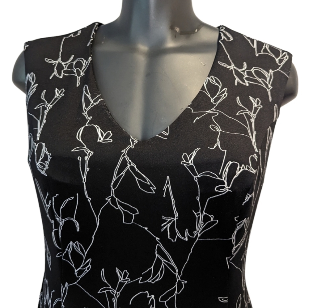 Penningtons Black Floral Fit And Flare Dress Sleeveless Size X Plus Size